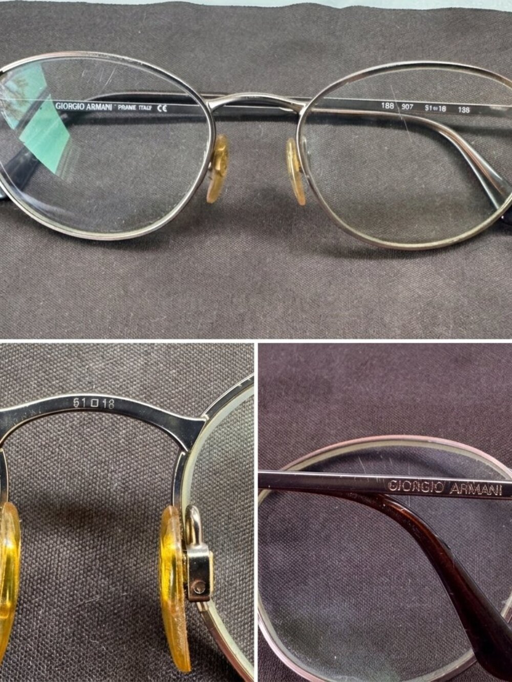 Vintage Gorgio Armani Oval Eyeglasses | Model 188 Size 51 18 135